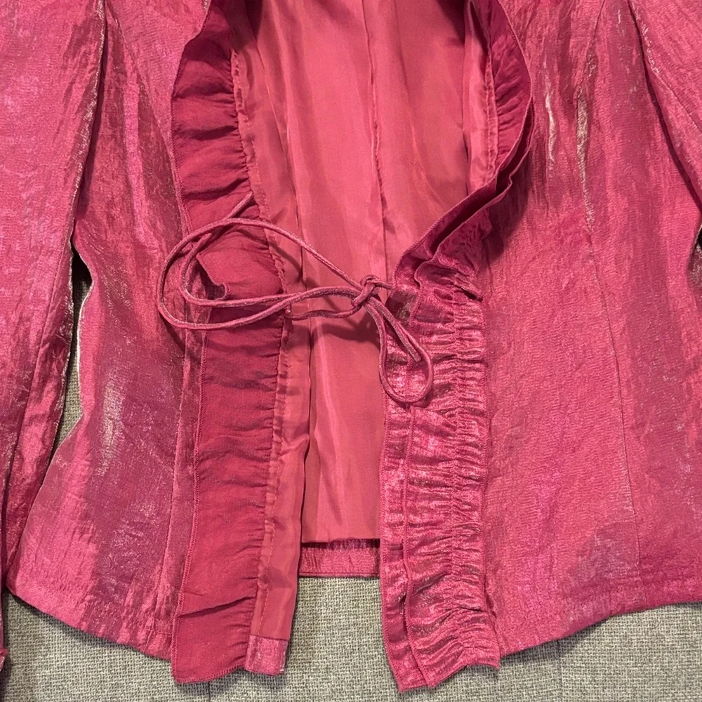 Vintage RAFAEL Fuchsia Ruffled Blazer - Picture 2 of 2